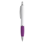 Stylo avec logo en plastique, grip caoutchouté Encre Bleue ColorBlanc couleur violet