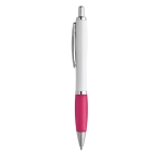Stylo avec logo en plastique, grip caoutchouté Encre Bleue ColorBlanc couleur fuchsia