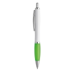 Stylo avec logo en plastique, grip caoutchouté Encre Bleue ColorBlanc couleur vert clair