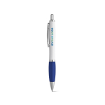 Stylo avec logo en plastique, grip caoutchouté Encre Bleue ColorBlanc avec zone d'impression