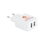 Prise chargeur personnalisable avec 2 ports USB Prise Square couleur blanc image avec logo