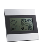 Station météorologique avec horloge à personnaliser Cloudy couleur argenté mat