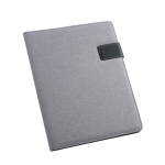 Dossier imitation lin et similicuir avec plaque en caoutchouc A4 Grid couleur gris