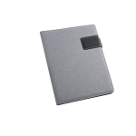 Conférencier imitation lin et similicuir avec bloc et plaque A5 Grid couleur gris