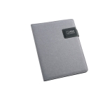 Conférencier imitation lin et similicuir avec bloc et plaque A5 Grid couleur gris image avec logo