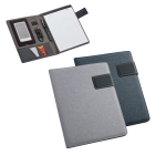 Conférencier imitation lin et similicuir avec bloc et plaque A5 Grid diverses couleurs