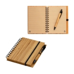Carnet recyclé avec stylo et couverture bambou A5 pages lignées Bamboo diverses couleurs