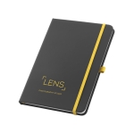 Carnets personnalisés en similicuir A5 avec pages lignées ColorMatch couleur jaune image avec logo
