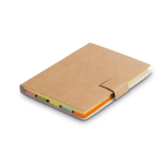 Carnet en carton avec post-it et autocollants Sticky Basic couleur marron