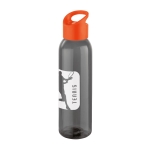 Élégante gourde d'entreprise en plastique de couleur noire 630 ml Dark couleur orange image avec logo