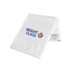 Serviette sport personnalisée en coton, taille moyenne 430 g/m2 Sports couleur blanc image avec logo