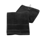 Serviette de golf personnalisée avec crochet en métal 430 g/m2 Club couleur noir