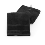 Serviette de golf personnalisée avec crochet en métal 430 g/m2 Club couleur noir