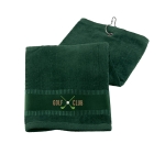 Serviette de golf personnalisée avec crochet en métal 430 g/m2 Club couleur vert image avec logo