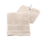 Serviette de golf personnalisée avec crochet en métal 430 g/m2 Club couleur beige