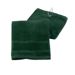Serviette de golf personnalisée avec crochet en métal 430 g/m2 Club couleur vert foncé