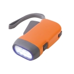 Jolie lampe torche dynamo publicitaire à 3 LED Presslight couleur orange