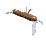 Couteau de poche personnalisé en bois avec 5 fonctions Maitre couleur bois