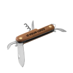 Couteau de poche personnalisé en bois avec 5 fonctions Maitre avec zone d'impression