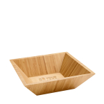 Saladier publicitaire en bambou de forme rectangulaire Bamboo avec zone d'impression