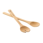 Lot de 2 couverts à salade en bambou avec logo gravé Bamboo couleur naturel image avec logo