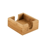 4 sous-verres en bambou personnalisés avec boîte de rangement Eco couleur naturel première vue