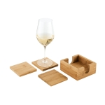 4 sous-verres en bambou personnalisés avec boîte de rangement Eco couleur naturel quatrième vue