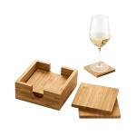 4 sous-verres en bambou personnalisés avec boîte de rangement Eco diverses couleurs