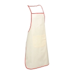 Tablier en coton personnalisé avec une poche et une bordure coloré Eco couleur rouge