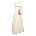 Tablier en coton personnalisé avec une poche et une bordure coloré Eco couleur orange image avec logo