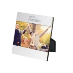 Élégant cadre photo publicitaire en aluminium Alu couleur argenté mat image avec logo