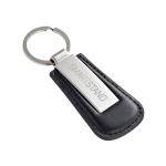 Porte-clés corporatif rectangulaire noir en métal et similicuir Charm couleur noir image avec logo