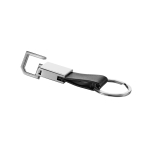 Porte-clés à logo et fermoir mousqueton, similicuir et métal Metalclip couleur noir troisième vue