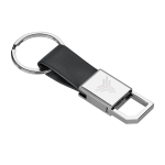 Porte-clés à logo et fermoir mousqueton, similicuir et métal Metalclip couleur noir image avec logo