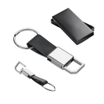 Porte-clés à logo et fermoir mousqueton, similicuir et métal Metalclip dans boîte