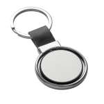 Porte-clés rotatif pour entreprises avec ruban en similicuir Spinning couleur noir première vue