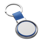 Porte-clés rotatif pour entreprises avec ruban en similicuir Spinning couleur bleu