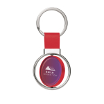 Porte-clés rotatif pour entreprises avec ruban en similicuir Spinning couleur rouge image avec logo 2