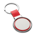 Porte-clés rotatif pour entreprises avec ruban en similicuir Spinning couleur rouge