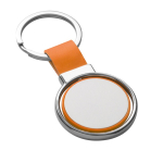 Porte-clés rotatif pour entreprises avec ruban en similicuir Spinning couleur orange