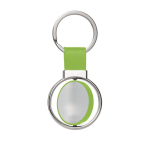 Porte-clés rotatif pour entreprises avec ruban en similicuir Spinning couleur vert clair première vue