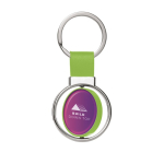 Porte-clés rotatif pour entreprises avec ruban en similicuir Spinning couleur vert clair image avec logo 2