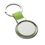 Porte-clés rotatif pour entreprises avec ruban en similicuir Spinning couleur vert clair