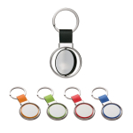 Porte-clés rotatif pour entreprises avec ruban en similicuir Spinning diverses couleurs