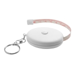 Petit porte-clés publicitaire avec mètre ruban de 1,5m Pocketsize couleur blanc