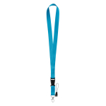 Tour de cou publicitaire avec mini cordon couleur cyan première vue