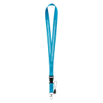Tour de cou publicitaire avec mini cordon couleur cyan image avec logo 2