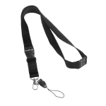 Cordon en polyester de 2 cm avec fermoir de sécurité Doubleclip Extra couleur noir