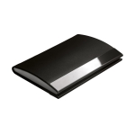 Porte-cartes publicitaire en similicuir avec miroir en métal Black couleur noir