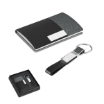 Set porte-cartes et porte-clés en similicuir et en métal Élégance diverses couleurs